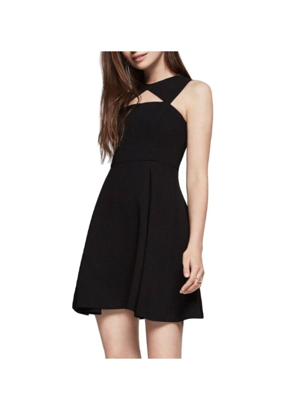 BCBGeneration Black Cutout Mini Dress A-Line Skater Skirt Size 8